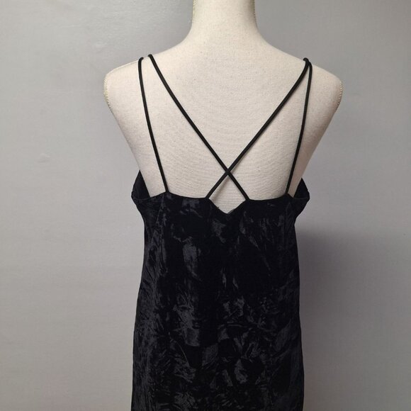 Evelyn Blue Velvet Dress Spaghetti Strap Slip Juniors Large‎ Black Y2K Formal - Picture 5 of 11